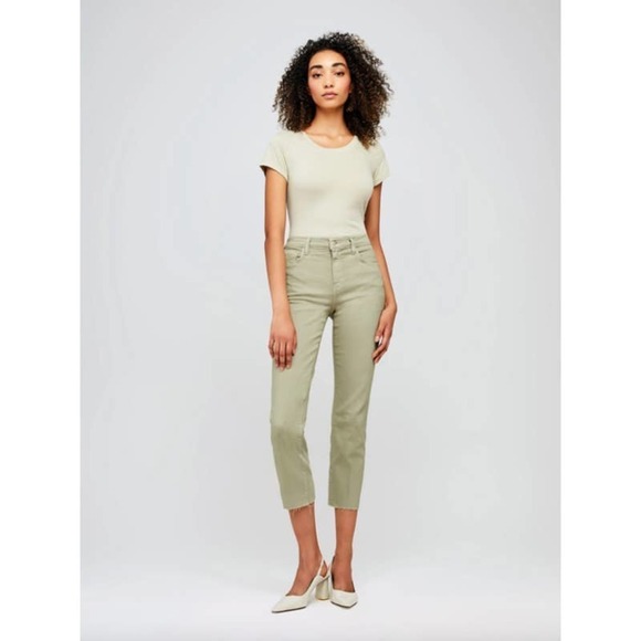 New LÁGENCE LIMESTONE HIGH RISE CROPPED SLIM SADA JEAN SIZE 28
